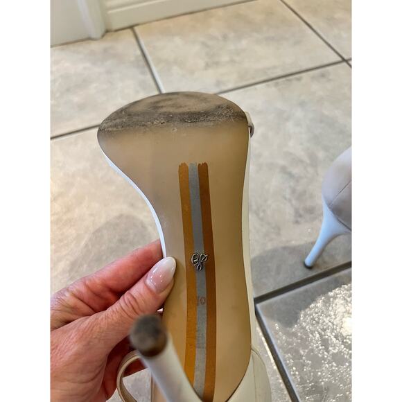 Sam Edelman Arielle White Ankle Strap Stiletto Dress 5”‎ Heels Size 10 - Picture 5 of 7